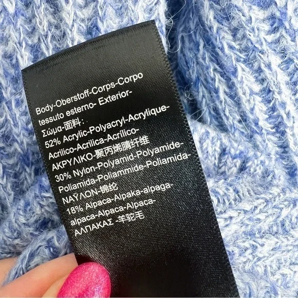 Scotch & Soda Alpaca Blend EUC Loose-Knit Puff Shoulder Heather Blue Sweater L - Picture 9 of 12